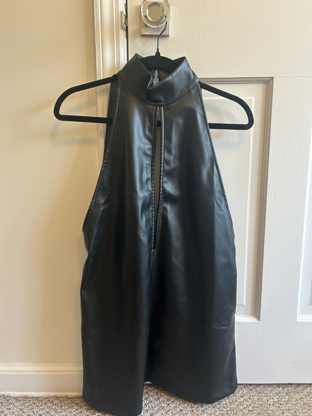 Olivaceous Black Faux Leather Mini Dress